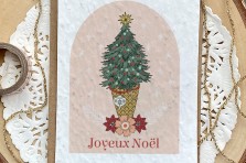 Carte à  planter "Joyeux Noël cornet de sapin"